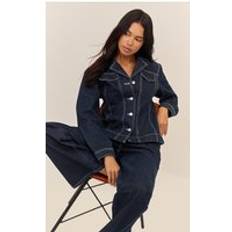Denim Blazers PrettyLittleThing Raw Indigo Cinched Waist Denim Blazer - 6