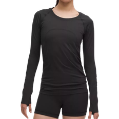 Seamless - Women Jumpers Lululemon Swiftly Tech Long Sleeve Shirt 2.0 Hip Length - Black