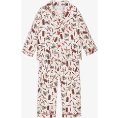 Boys White Cotton Horse Guard Print Pyjamas
