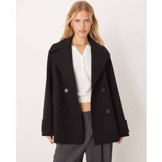 Mango Dame Jakker Mango Doublebreasted Wool-Blend Coat Kvinde Overgangsjakker - Sort