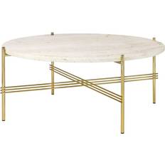 Møbler GUBI TS Natural White Travertine/Brass Coffee Table 80cm
