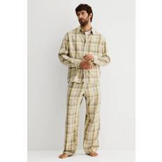 Beige - Herr Pyjamasar H&M Herr Pyjamas Bomullsblandning Skjorta Byxa - Beige/Rutig