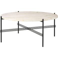 Møbler GUBI TS Natural White Travertine/Black Coffee Table 80cm