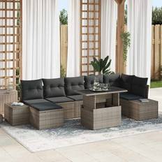 Polyrattan hjørnesofa vidaXL Havesofa Sæt Af 8 Grå Poly Rattan Hjørnesofa Loungesæt