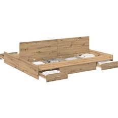 200 cm - Naturfarvet Senge Seng Med Opbevaring Artisan Eg 200 x 200 cm Rammeseng