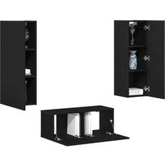 vidaXL 4-Delt TV Skab Sæt Sort Eg 80x30x30 cm TV-bord