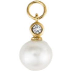 Mejuri Hoop Charm - Gold/Pearl/Topaz