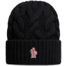 Moncler Grenoble Kabelstrik Logo Patch Hat Uld - Sort