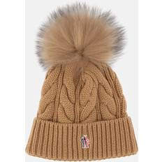 Dame - Skiløb Hatte Moncler Grenoble Pompon Braided Cap Cappelli - Brown