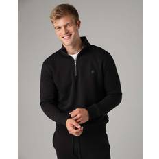 Cotton Blend Half-Zip Jumper - Black