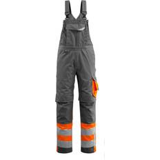 Mascot 15669-860-01014 Bib & Brace with Kneepad Pockets - Dark Anthracite/Hi-Vis Orange