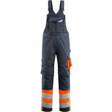 Dam - Ergonomisk Arbetsoveraller Mascot 15669-860-01014 Bib & Brace with Kneepad Pockets - Dark Navy/Hi-Vis Orange
