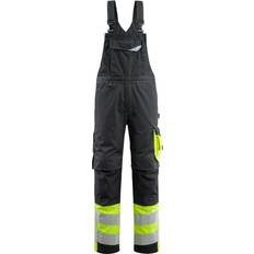 Ergonomic Overalls Mascot 15669-860-01014 Bib & Brace with Kneepad Pockets - Black/Hi-Vis Yellow
