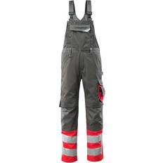 Mascot 15669-860-01014 Bib & Brace with Kneepad Pockets - Dark Anthracite/Hi-Vis Red