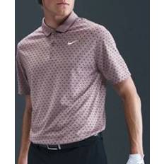 Nike Pink Polo Shirts Nike Dri-Fit Victory Geometric Print Polo Shirt - Taupe Grey White