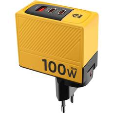 Nett Warrior GaN 100W Väggladdare 2x PD3.0 USB-C QC3.0 USB-A Gul