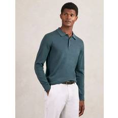 Men - Merino Wool Polo Shirts Reiss Trafford Regular-Fit Long-Sleeve Polo Shirt - Orion Blue