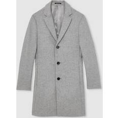 Grey - Men Coats Reiss Gable Single Breasted Wool Blend Coat