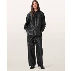 AllSaints Women Trousers AllSaints Ash Lea Wide Leg Leather Trousers - Black