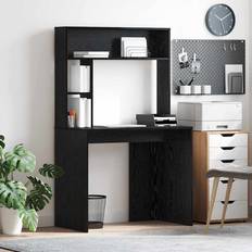 Justerbara sitsar Bord vidaXL Med Hylla Svart Ek 91 x 50 x 149 cm Skrivbord
