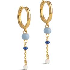 Guldbelagt - Multifarvet Øreringe ENAMEL Copenhagen Lola Bold Hoops Marine - New