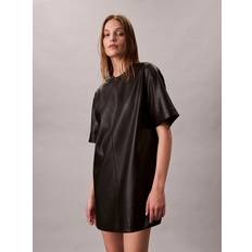 Calvin Klein Short Dresses Calvin Klein Faux Leather Short Sleeve Dress