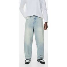 Pull&Bear Blekblå Vaxade Baggy Jeans Med Ledig Passform