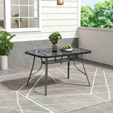 Black Outdoor Coffee Tables Garden Sanctuary 120 cm W Rectangular Tempered Glass Marble Coffee Table
