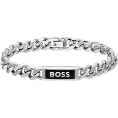 Enamel - Men Bracelets HUGO BOSS Kassy Emblem Chain Bracelet - Silver/Black
