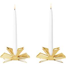 Georg Jensen Guld Värmeljuslyktor Georg Jensen Taper Candleholders 2pcs Brass 83 x 37 x 46 mm Värmeljuslykta