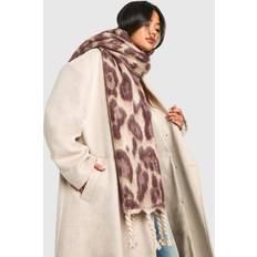 Women Scarfs boohoo Leopard Chunky Oversized Fringe Scarf - Multi