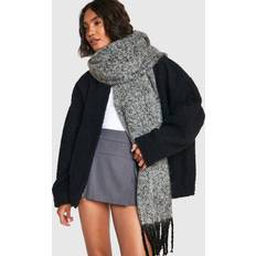 Women Scarfs boohoo Two Tone Chunky Knitted Scarf - Black