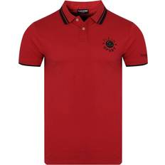 Philipp Plein Men Polo Shirts Philipp Plein Sport Twin Tipped Collar Tiger Design On Back Red Polo Shirt