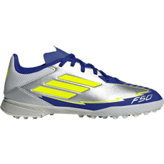 adidas F50 Messi League Turf Fotbollsskor - Silver Metallic/Solar Yellow/Lucid Blue