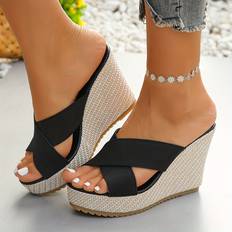 Heeled Sandals Temu Women's Wedge Sandals Fashion Crisscross Band Peep Toe Platform High Heels