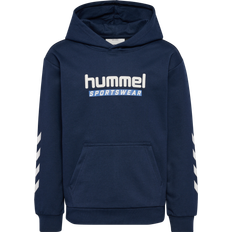 Hummel HmlJr Logo Hoodie Junior Sportsweatshirt - Navy/Royalblå/Hvid