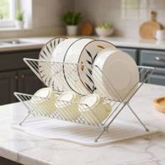 2 Tier Foldable Countertop Drying Rack