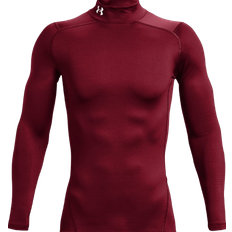 Under Armour ColdGear Men's Compression Mock Long Sleeve Top - Cardinal/White