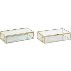 Gold Jewellery Storage Dkd Home Decor Golden Metal Crystal Jewelry Box 22 x 12 x 7 cm