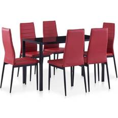 vidaXL 7-piece Burgundy/Black Dining Set 60x120cm 7pcs