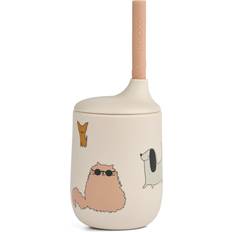Beige Spildfri kopper Liewood Ellis Tudekop Med Låg Og Sugerør 230ml