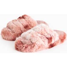 Plush Faux Fur Platform Sliders - Pink