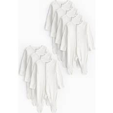 Press Studs Night Garments Tu White Long Sleeve Sleepsuits 7 Pack - White