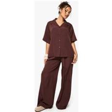 boohoo Womens Oversized Shirt Co-Ord - Brown