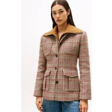 Tommy Hilfiger Kavajer Tommy Hilfiger Cotton Blend Check Single Breasted Blazer - Red/Grey