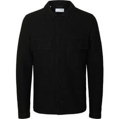 Herre - Uld Trøjer Selected 100% Uld Cardigan Noos - Black