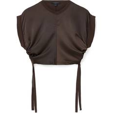 AllSaints Women T-shirts AllSaints Mira Cropped Satin T-Shirt - Torte Brown