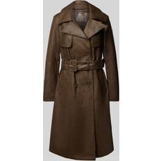 Guess Women Coats Guess Faux-Leather Trench Coat - Brown