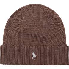 Polo Ralph Lauren Merino Beanie Brown Melange Mössa - Kastanjebrun/Stone