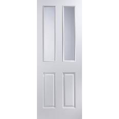 B&Q 4 Panel Glazed White Internal H 1981mm W 610mm 35mm Interior Door (x)